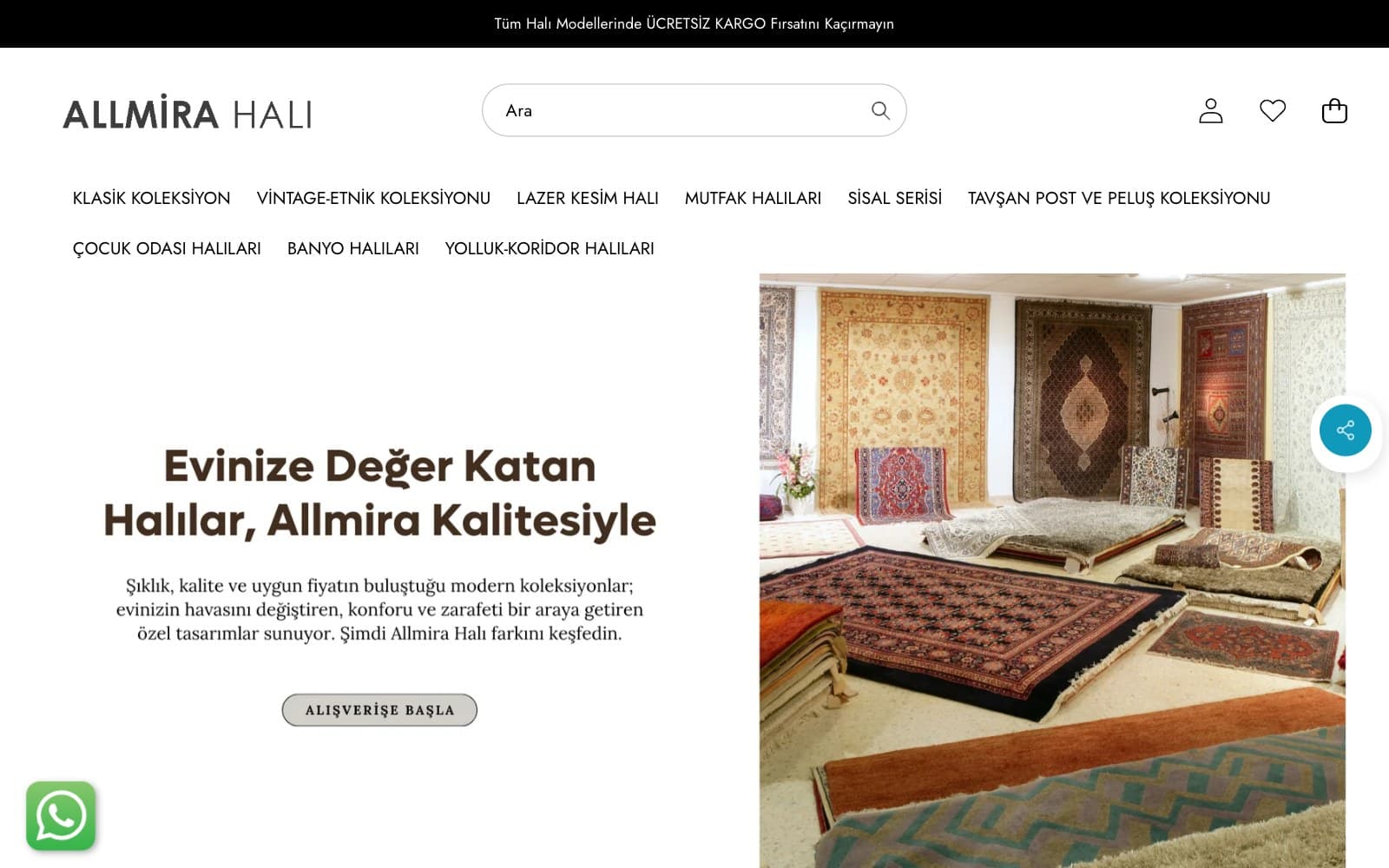 Page d’accueil du site Allmira Halı