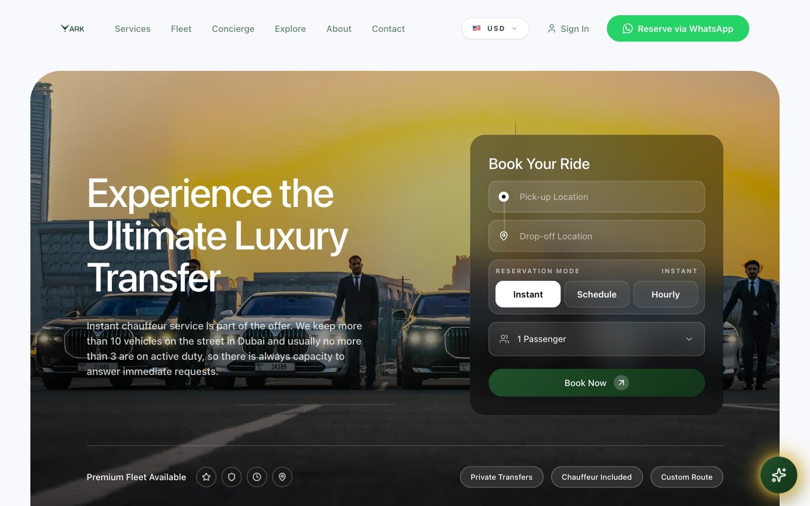 Page d’accueil du site ARK Dubai