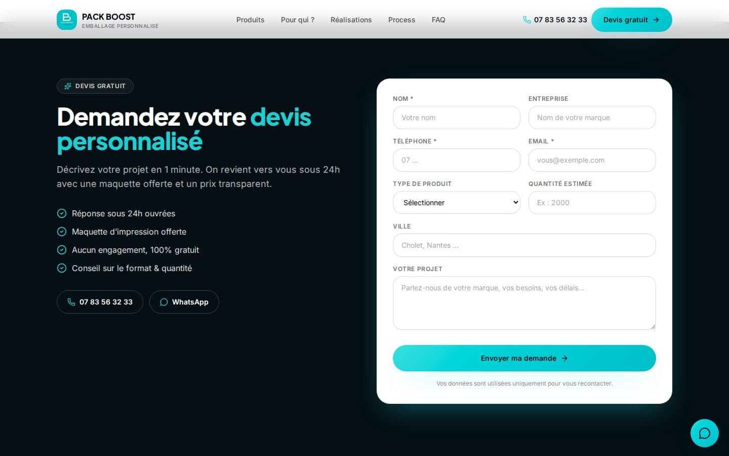 Section Demandez votre devis personnalisé