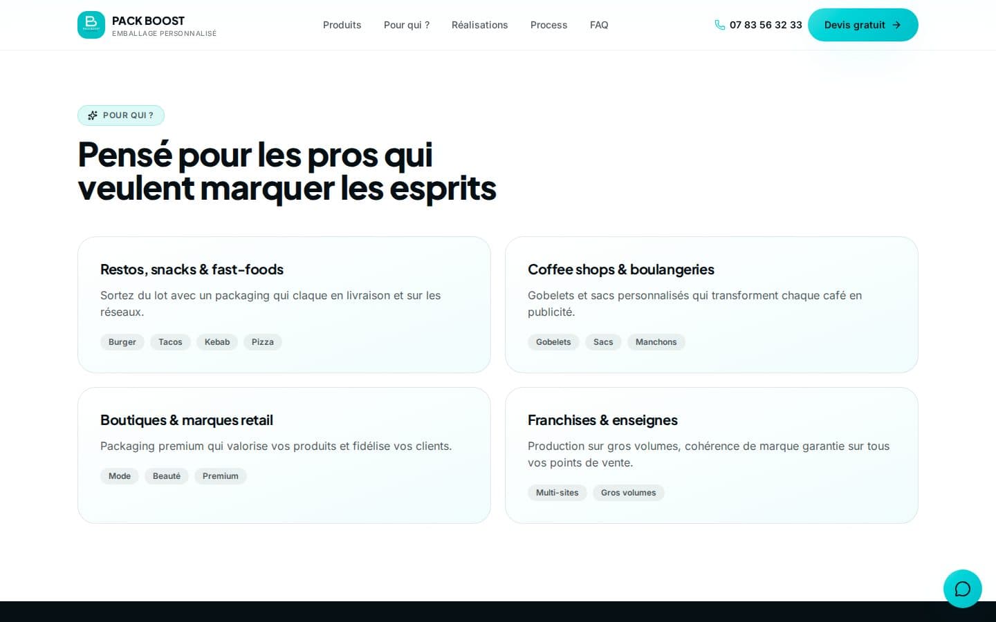 Section Pour qui : quatre profils de professionnels