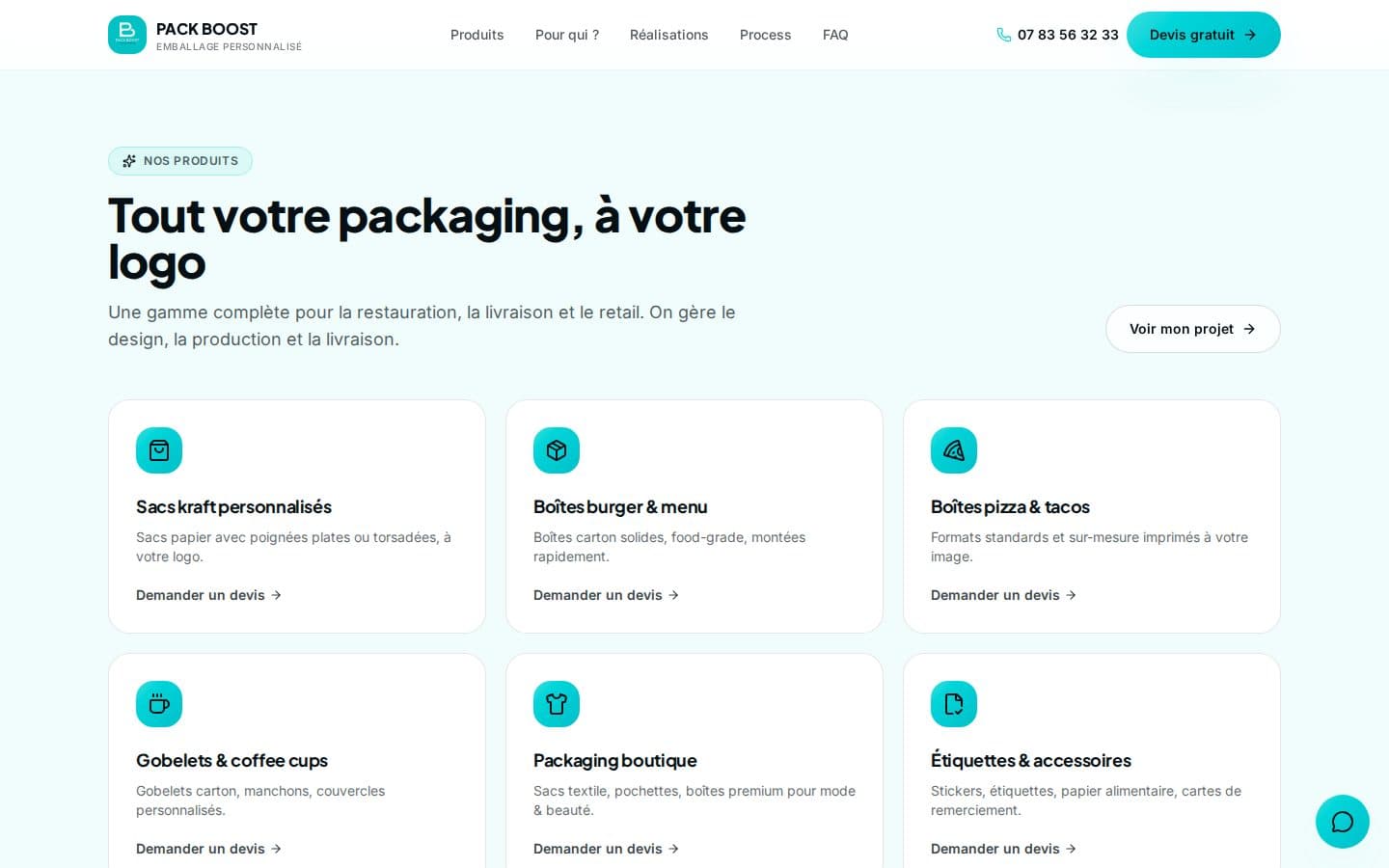 Section Nos produits
