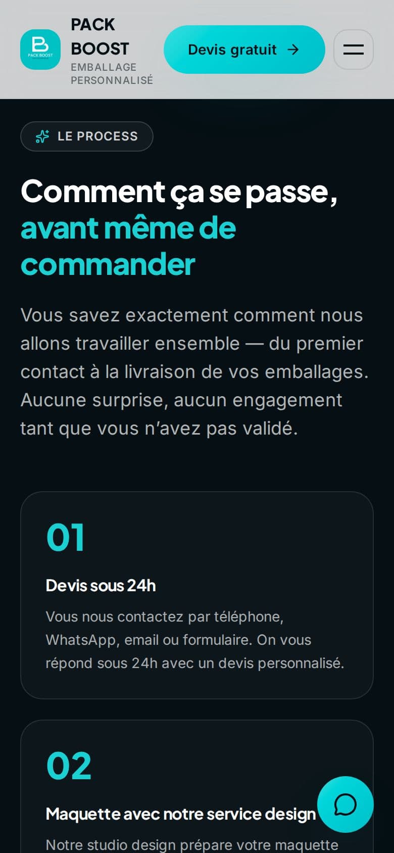 Section Le process sur mobile