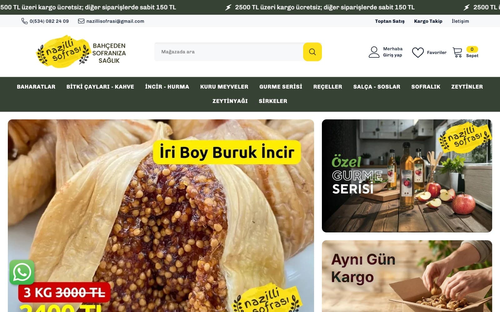 Page d’accueil du site Nazilli Sofrası