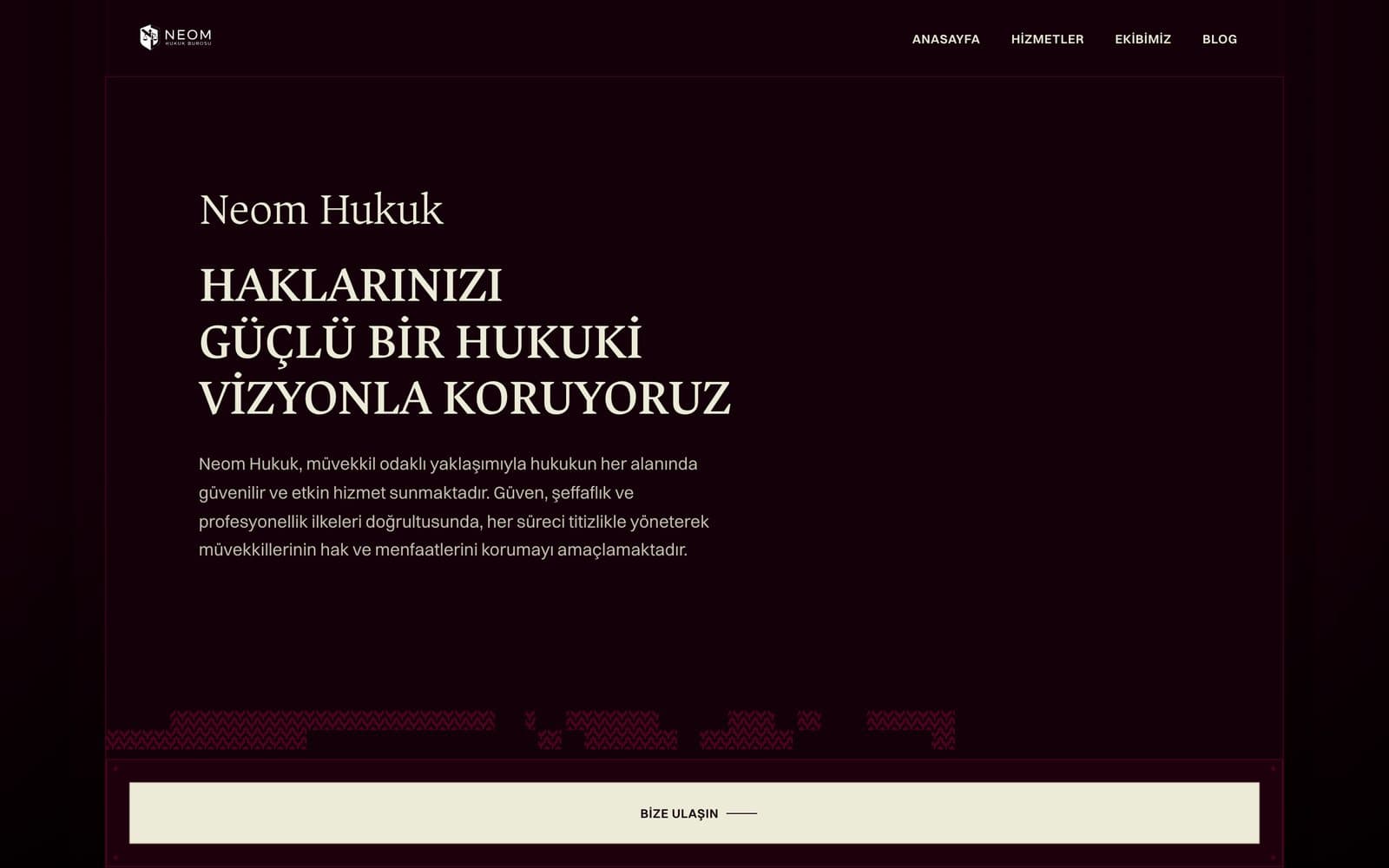 Page d’accueil du site NEOM Hukuk
